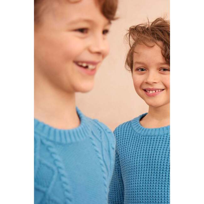 Cable Popcorn Sweater, Iceland Blue - Sweaters - 7