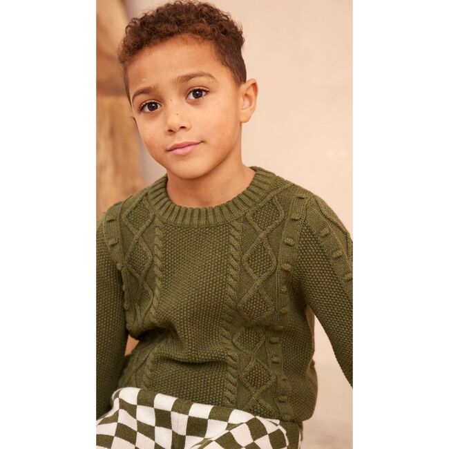 Cable Popcorn Sweater, Avocado - Sweaters - 5