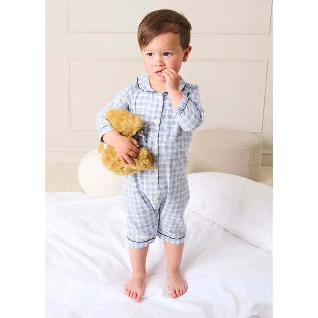 Wilfred Check Long Sleeve Footie Pajamas, Blue - Footie Pajamas - 2