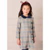 Walcott Check Long Sleeve Velvet Collar Dress, Navy - Dresses - 3
