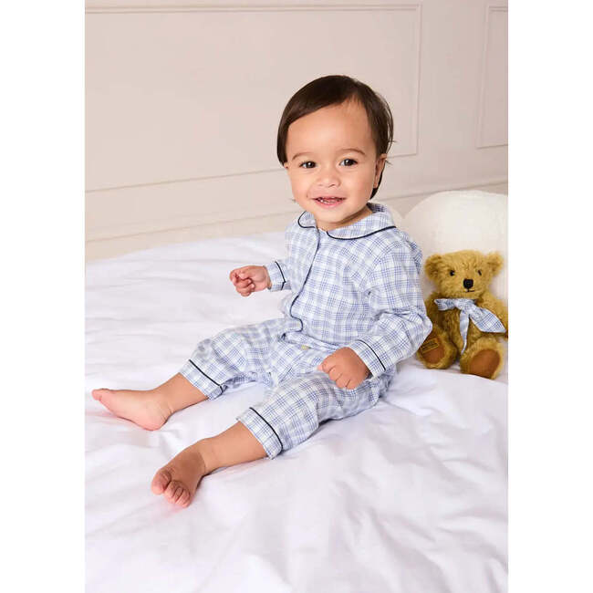 Wilfred Check Long Sleeve Footie Pajamas, Blue - Footie Pajamas - 3