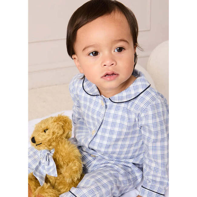 Wilfred Check Long Sleeve Footie Pajamas, Blue - Footie Pajamas - 4
