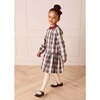 Whittaker Check Long Sleeve Pleated Dress, Burgundy - Dresses - 5 - thumbnail