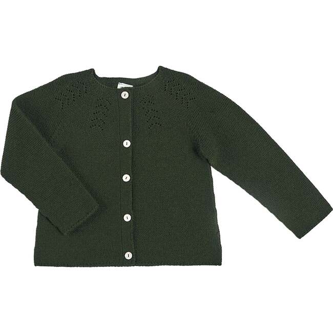 Openwork Wool Cardigan, Green