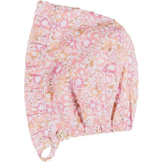 Nellie Floral Ruffle Detail Bonnet, Pink