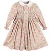 Viola Floral Hand Smocked Double Breasted Embroidered Collar Dress, Green - Dresses - 1 - thumbnail