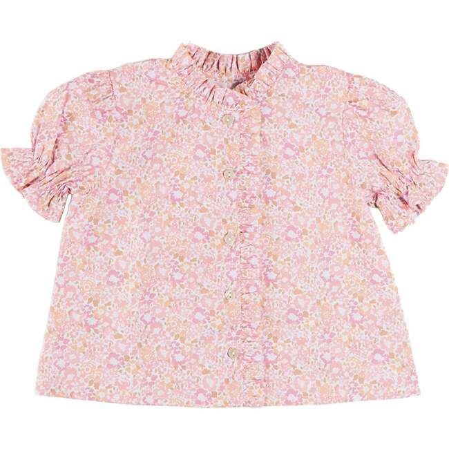 Nellie Floral Mao Collar Romantic Blouse, Pink