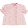 Nellie Floral Mao Collar Romantic Blouse, Pink - Blouses - 1 - thumbnail