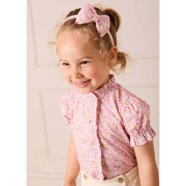 Nellie Floral Mao Collar Romantic Blouse, Pink - Blouses - 2