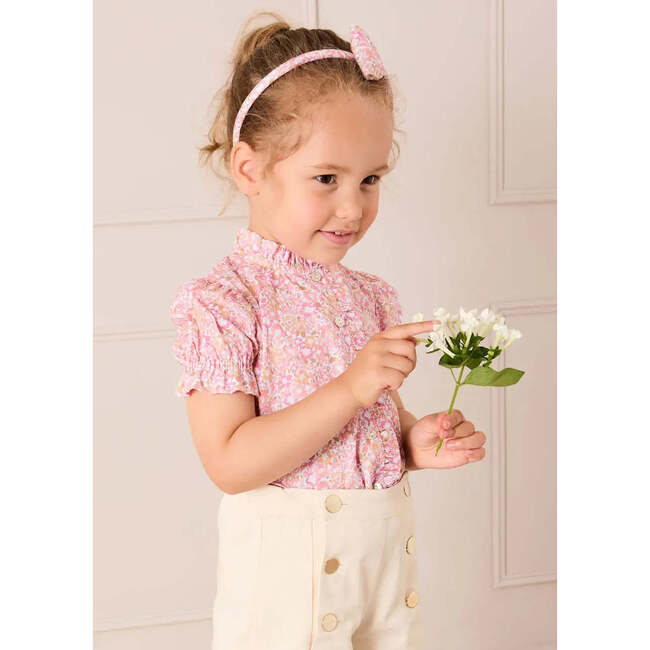 Nellie Floral Mao Collar Romantic Blouse, Pink - Blouses - 4