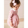 Nellie Floral Hand Smocked Long Sleeve Romper, Pink - Rompers - 2