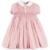 Nellie Floral Hand Smocked Embroidered Peter Pan Collar Dress, Pink - Dresses - 1 - thumbnail