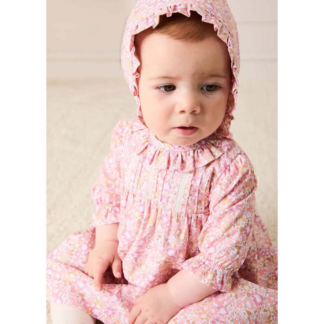 Nellie Floral Lace Detail Dress, Pink - Dresses - 3