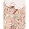 Viola Floral Hand Smocked Double Breasted Embroidered Collar Dress, Green - Dresses - 6