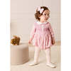 Nellie Floral Hand Smocked Long Sleeve Romper, Pink - Rompers - 3
