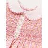 Nellie Floral Hand Smocked Long Sleeve Romper, Pink - Rompers - 5