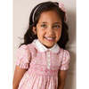 Nellie Floral Hand Smocked Embroidered Peter Pan Collar Dress, Pink - Dresses - 4