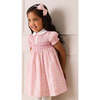 Nellie Floral Hand Smocked Embroidered Peter Pan Collar Dress, Pink - Dresses - 5