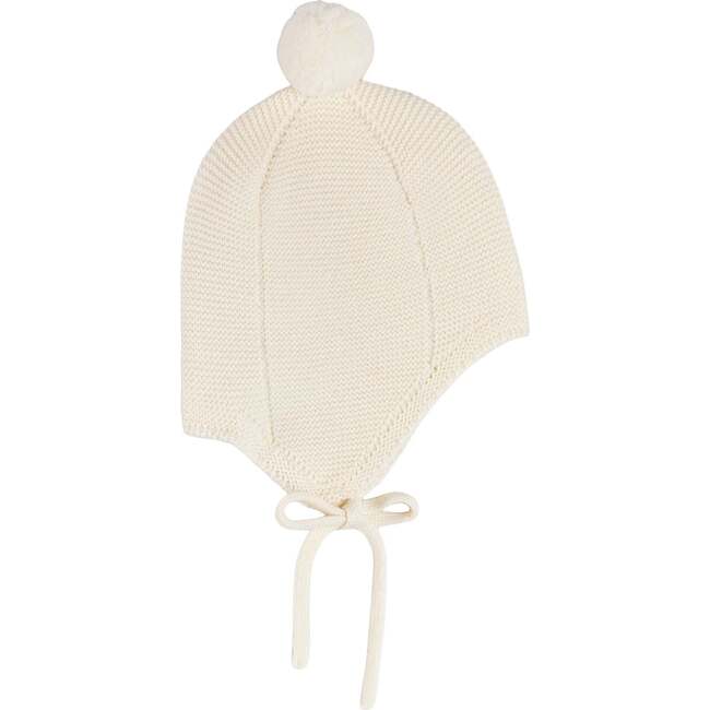 Merino Wool Pom Pom Hat, Cream