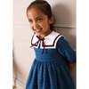 Moreton Check Mariner Collar Velvet Detail Dress, Blue - Dresses - 3 - thumbnail