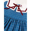 Moreton Check Mariner Collar Velvet Detail Dress, Blue - Dresses - 5 - thumbnail
