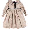 Marianne Floral Long Sleeve Velvet Bow Dress, Mustard Made with Liberty Fabric - Dresses - 1 - thumbnail