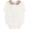 Marianne Floral Collar Long Sleeve Bodysuit, Blue Made with Liberty Fabric - Onesies - 1 - thumbnail