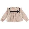 Marianne Floral Hand Smocked Velvet Bow Detail Blouse, Toffee Made with Liberty Fabric - Blouses - 1 - thumbnail