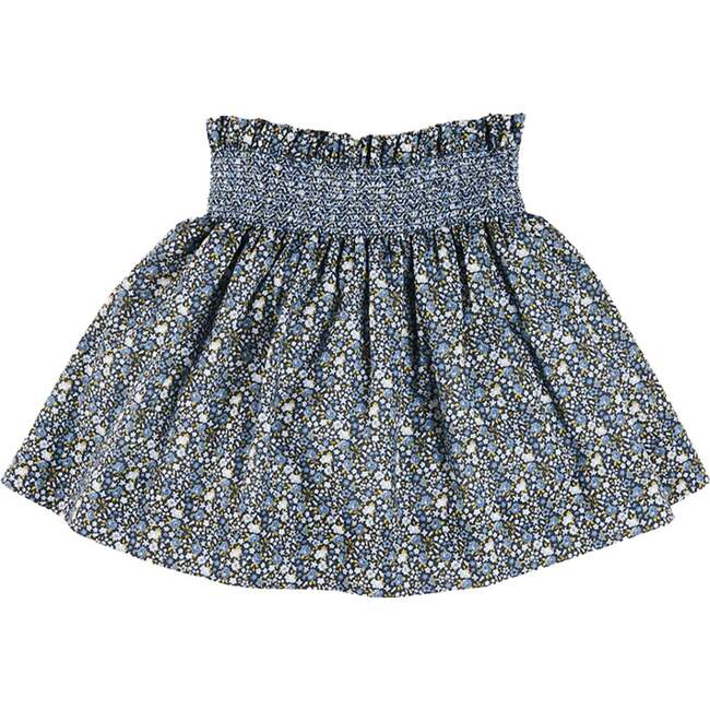 Lydia Floral Smocked Waist Skirt, Navy