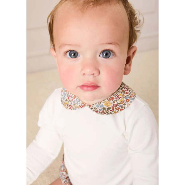 Marianne Floral Collar Long Sleeve Bodysuit, Blue Made with Liberty Fabric - Onesies - 4
