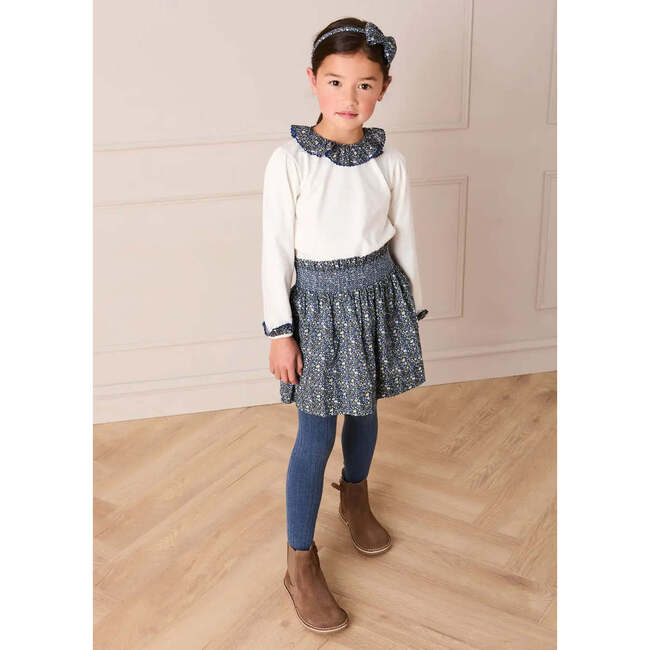 Lydia Floral Smocked Waist Skirt, Navy - Skirts - 4