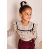 Marianne Floral Hand Smocked Velvet Bow Detail Blouse, Toffee Made with Liberty Fabric - Blouses - 4