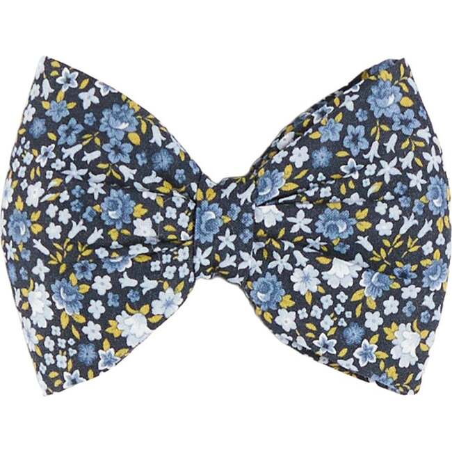 Lydia Floral Medium Bow Hair Clip , Blue