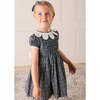 Lydia Floral Petal Collar Short Sleeve Bow Detail Dress, Blue - Dresses - 3