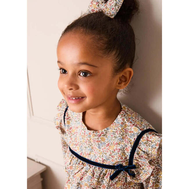 Marianne Floral Hand Smocked Velvet Bow Detail Blouse, Toffee Made with Liberty Fabric - Blouses - 6