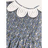 Lydia Floral Petal Collar Short Sleeve Bow Detail Dress, Blue - Dresses - 6