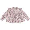 Louisa Floral Ruffle Trim Long Sleeve Blouse, Burgundy - Blouses - 1 - thumbnail