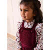 Louisa Floral Ruffle Trim Long Sleeve Blouse, Burgundy - Blouses - 3