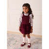Louisa Floral Ruffle Trim Long Sleeve Blouse, Burgundy - Blouses - 4