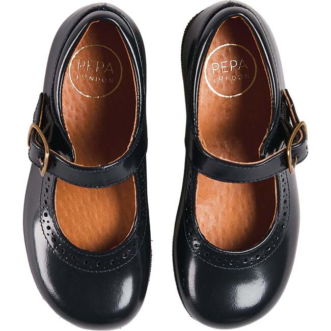 Leather Buckle Detail Mary Jane Shoes, Navy