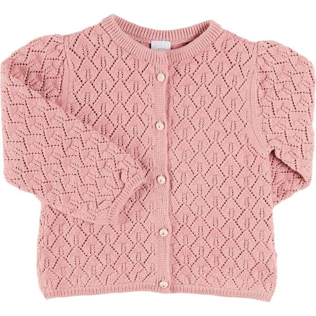 Leaf Openwork Cardigan, Pink