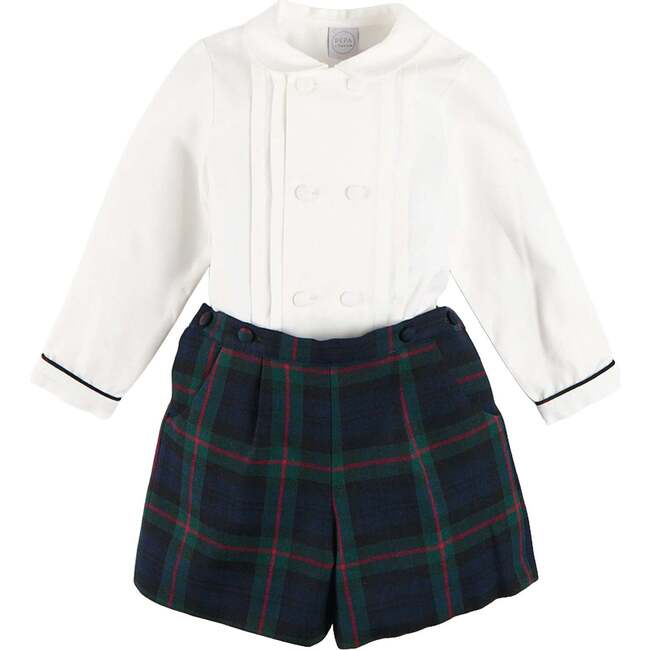 Kinnerton Tartan Peter Pan Collar Long Sleeve Two Piece Set, Green