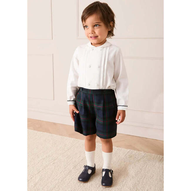 Kinnerton Tartan Peter Pan Collar Long Sleeve Two Piece Set, Green - Mixed Apparel Set - 2