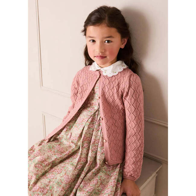 Leaf Openwork Cardigan, Pink - Cardigans - 3