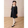 Kinnerton Tartan Hand Smocked Double Breasted Velvet Bow Dress, Green - Dresses - 2