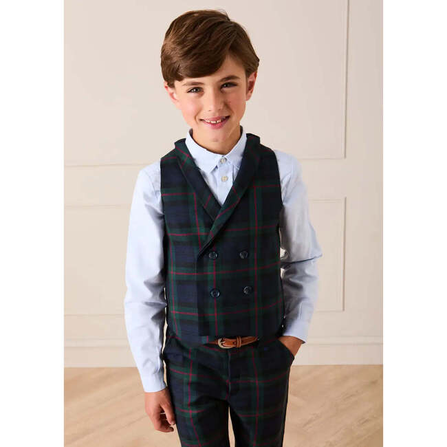Kinnerton Tartan Pocket Detail Trousers, Navy - Pants - 4