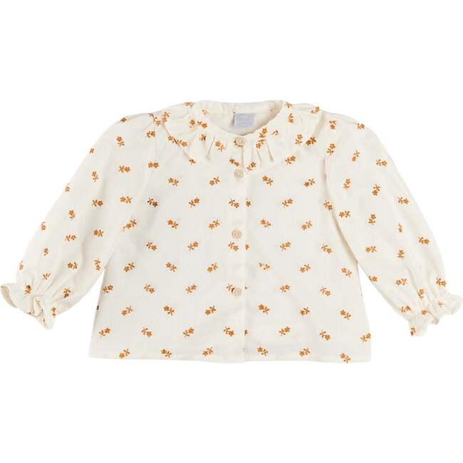 Hattie Floral Embroidered Long Sleeve Blouse, White