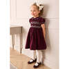 Hand Smocked Peter Pan Collar Short Sleeve Dress, Burgundy - Dresses - 2