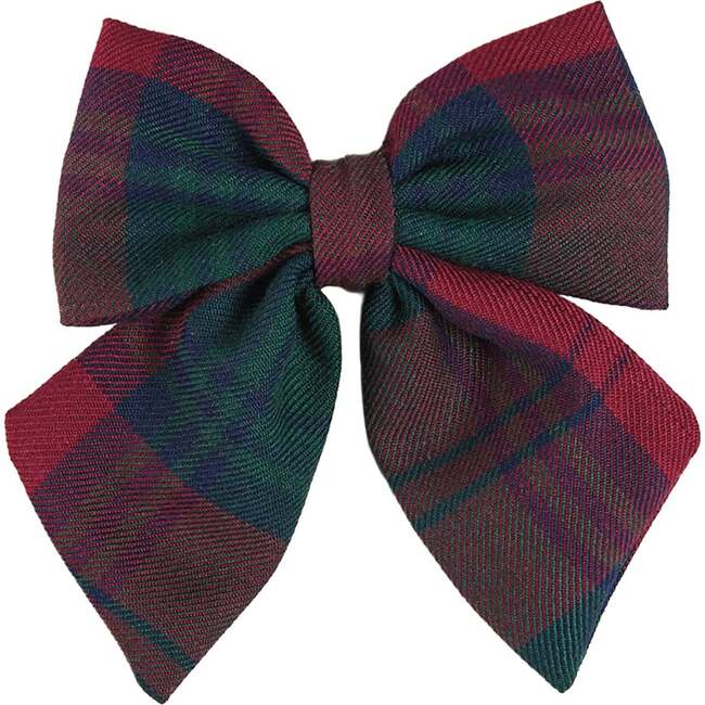 Grovesnor Tartan Long Bow Hair Clip , Red