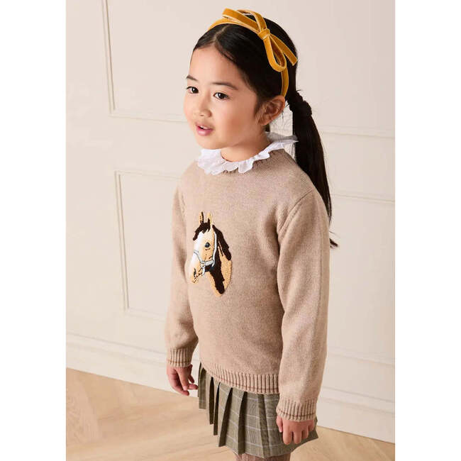Horse Embroidered Button Detail Jumper, Beige - Sweaters - 3